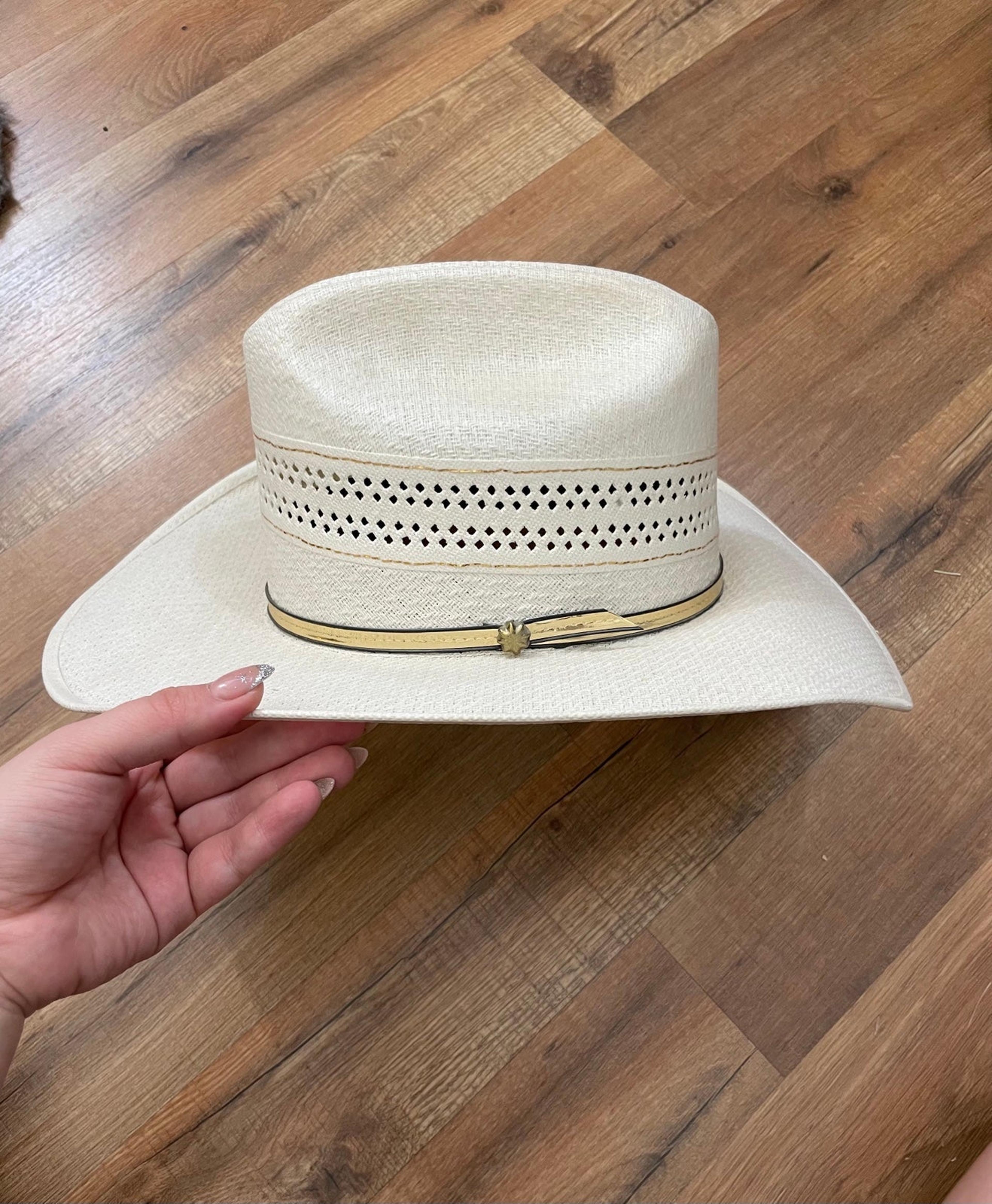 Western express men's classic cattleman off white straw cowboy hat Clearance
