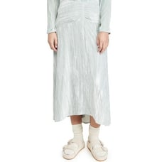Vince Ruched Velvet Paneled Skirt in Pale Sea Glass NWOT Size 10