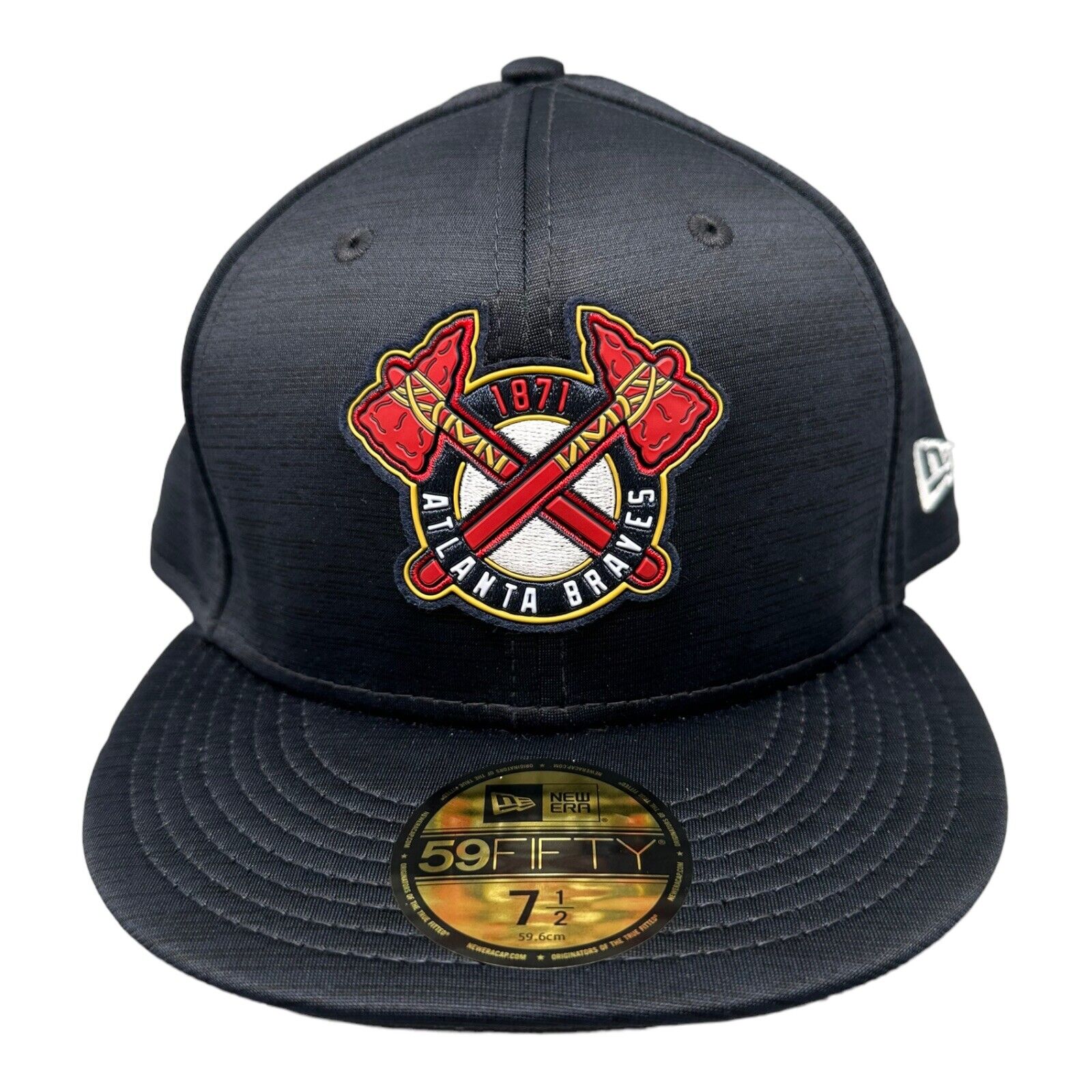 New Era 59fifty Atlanta Braves Clubhouse Cap Fitted Navy blue Hat Men's Sz 7-1/2