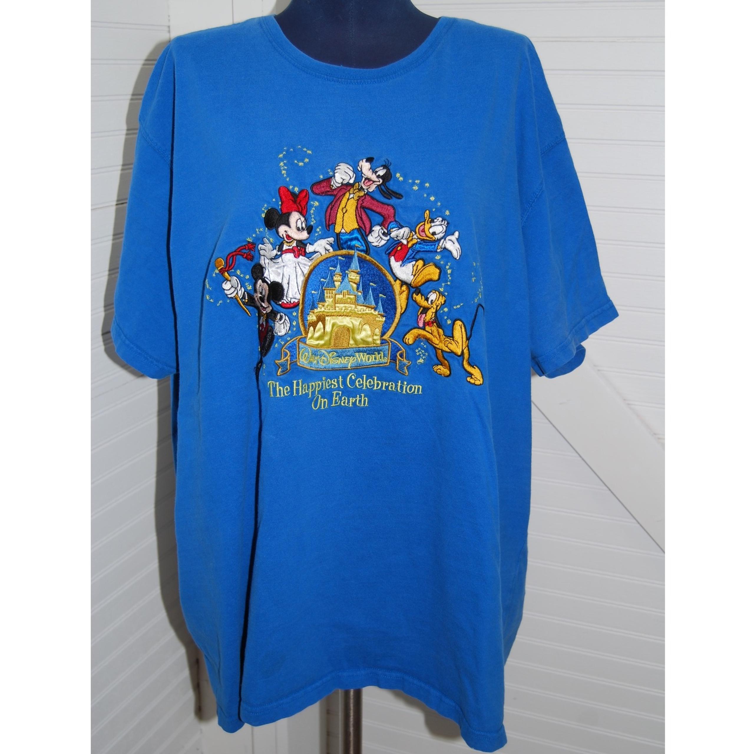 Vintage Embroidered Walt Disney t-shirt Men's 3XL UNISEX teal blue Preloved