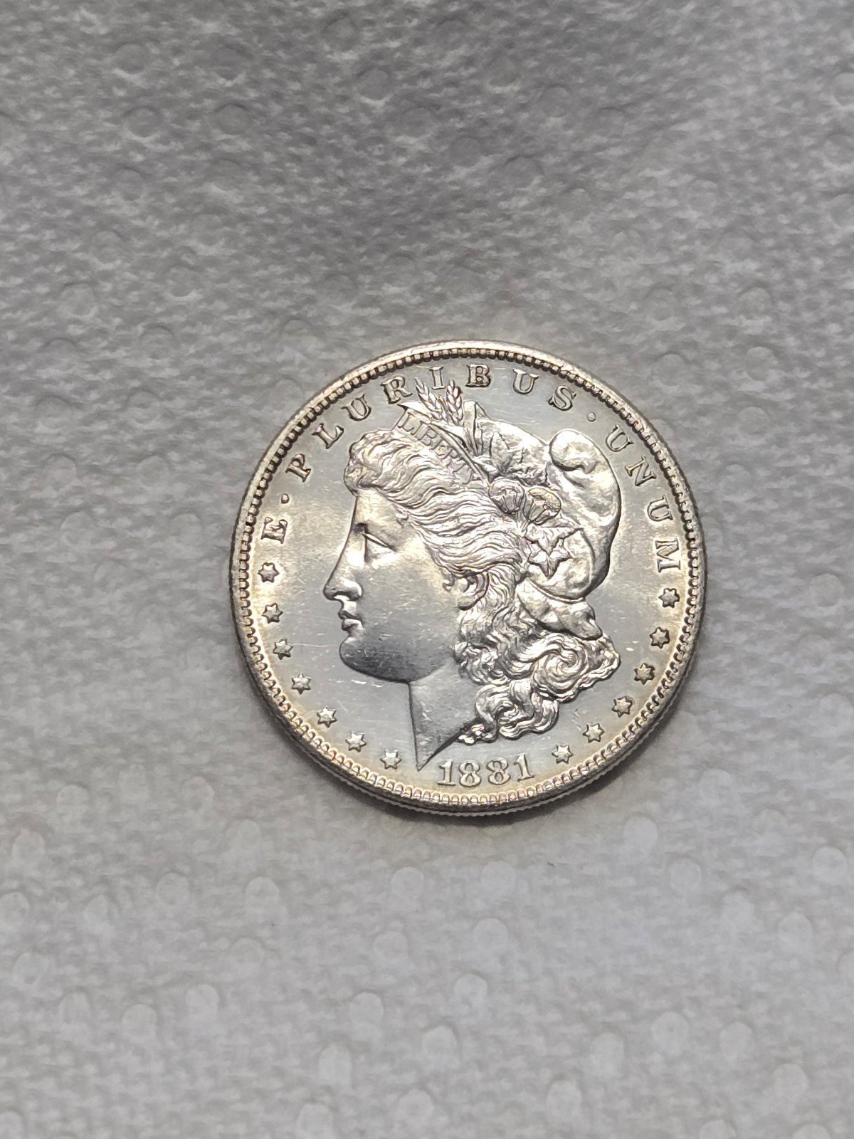 AU 1881s Morgan Silver Dollar.