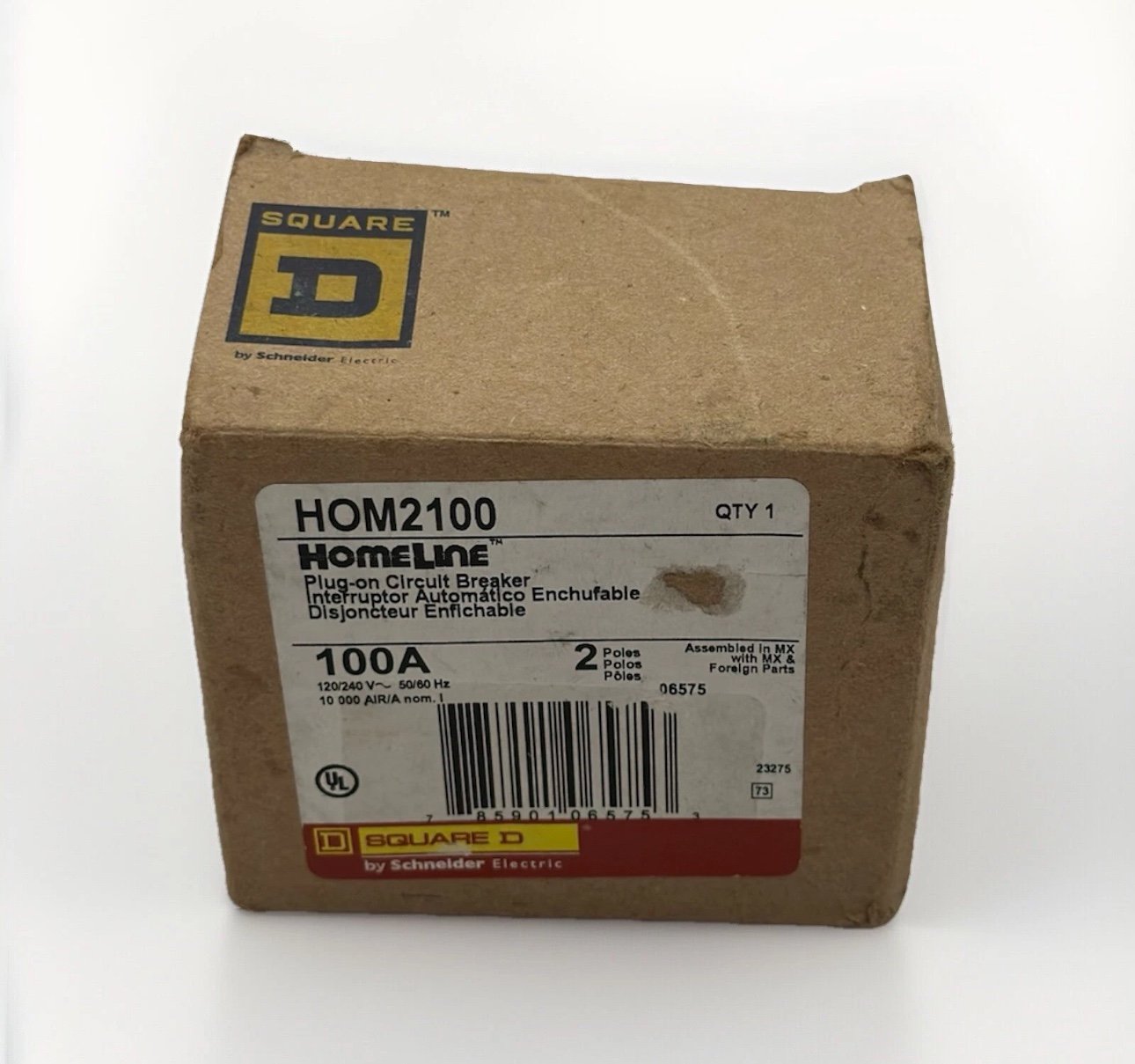 Square D Homeline HOM2100 2 Pole 100A 120 240V HOM Plug In Main Circuit Breaker