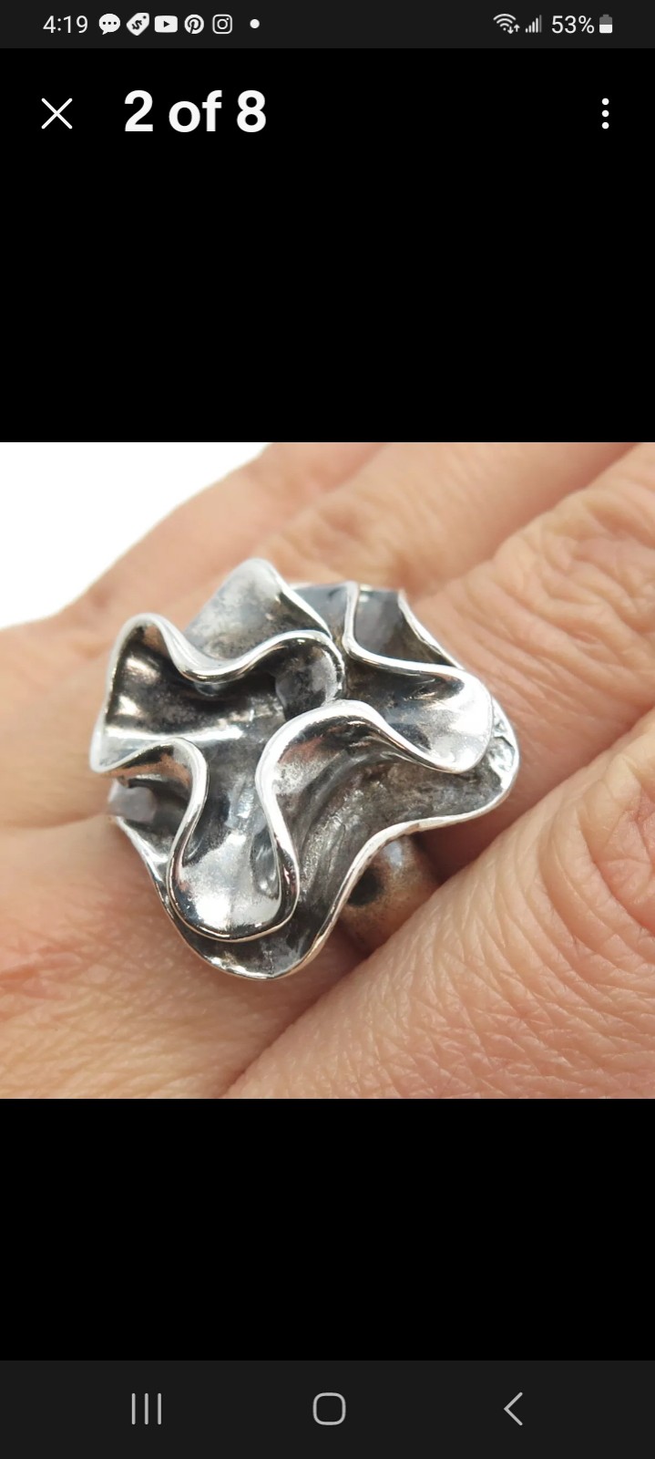 SILPADA STERLING SILVER RETIRED CONTEMPORARY ART RING- SZ6