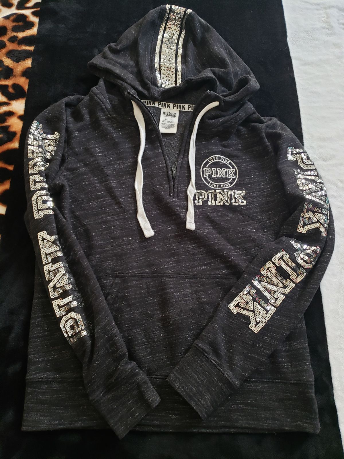 Vs pink bling half zip jacket