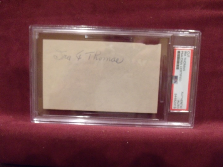 IRA THOMAS RARE MLB BASEBALL HAND SIGNED CUT SIGNATURE AUTO SLABBED PSA/DNA
