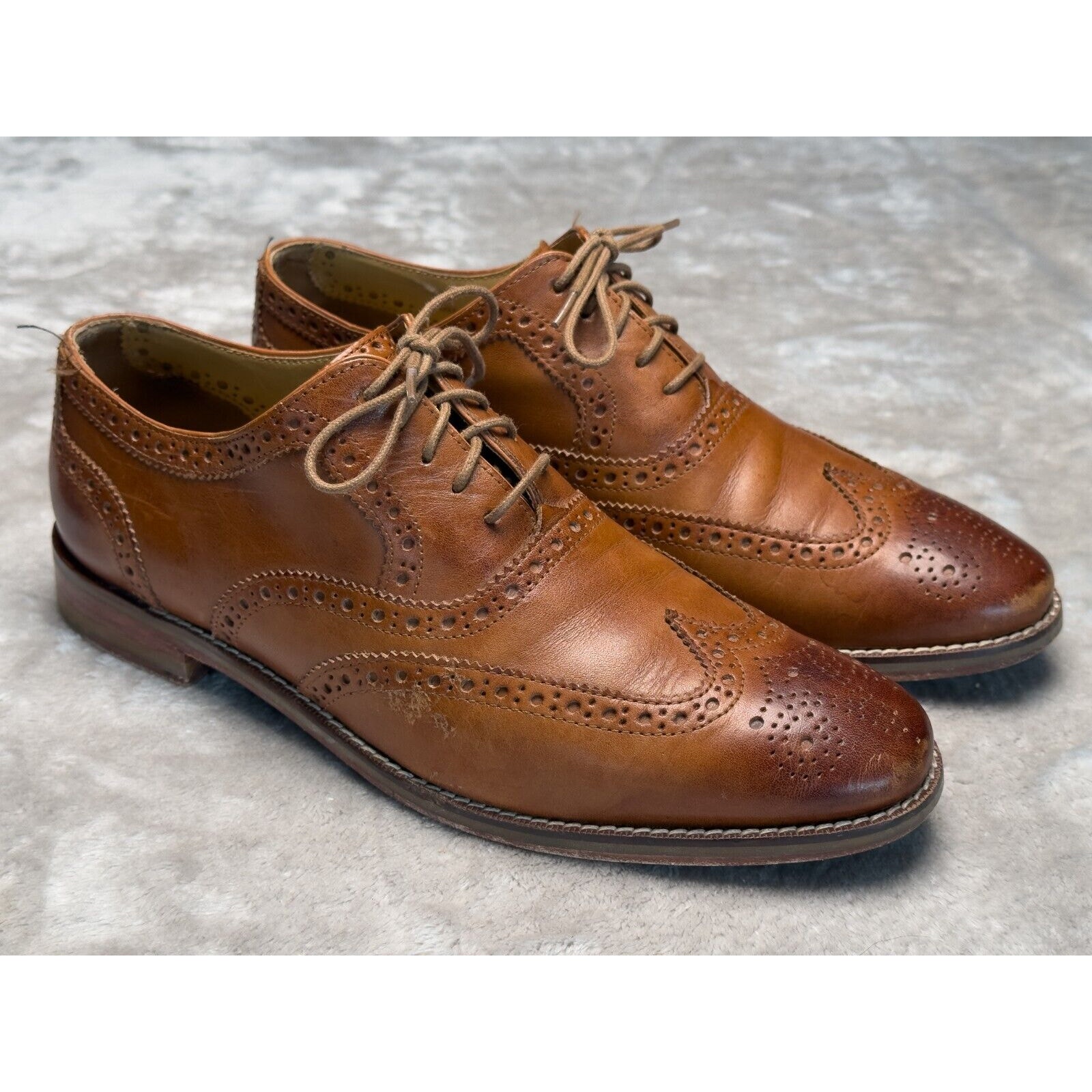 Cole Haan Modern Classics Brown Leather Wingtip Oxford Lace Up Shoes Mens Size 8