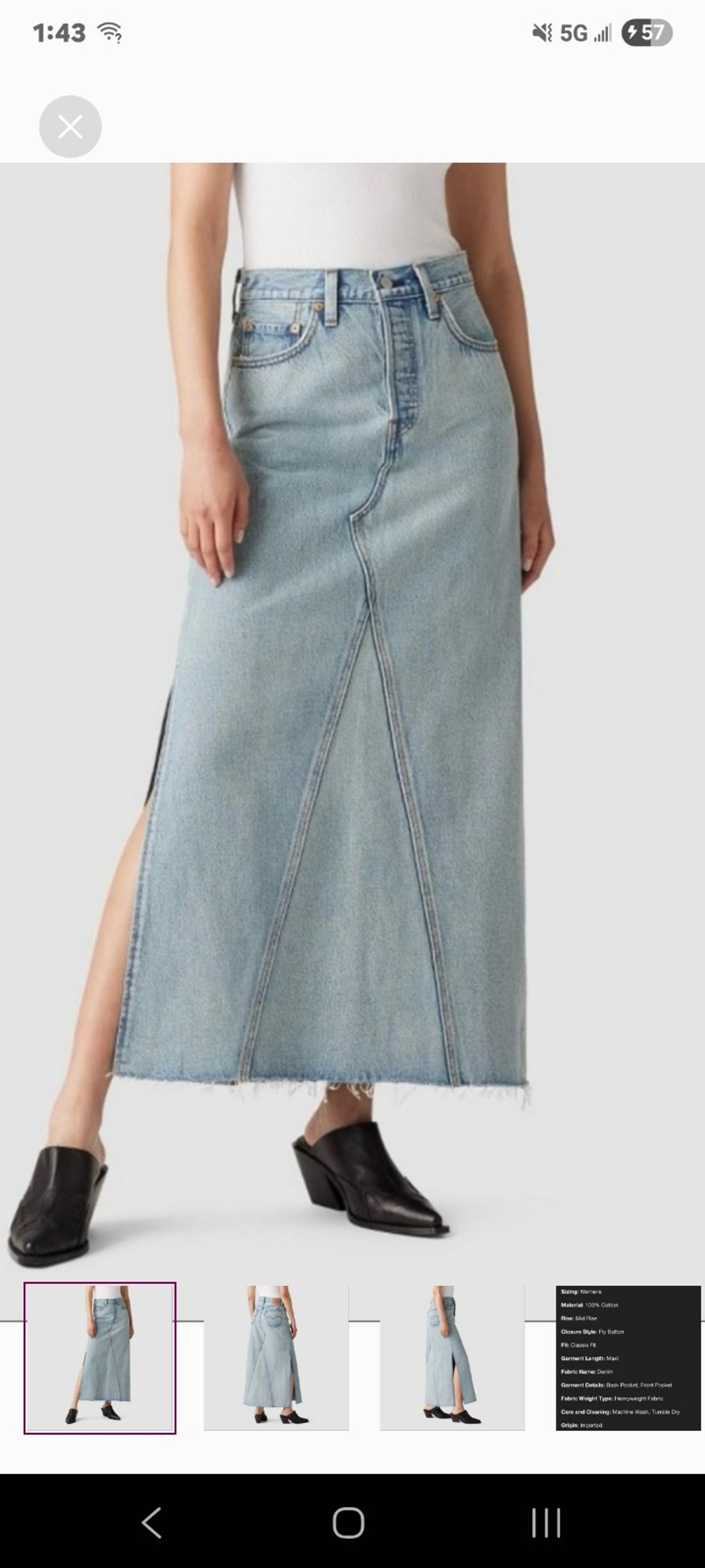Levis maxi skirt 29 8 light wash