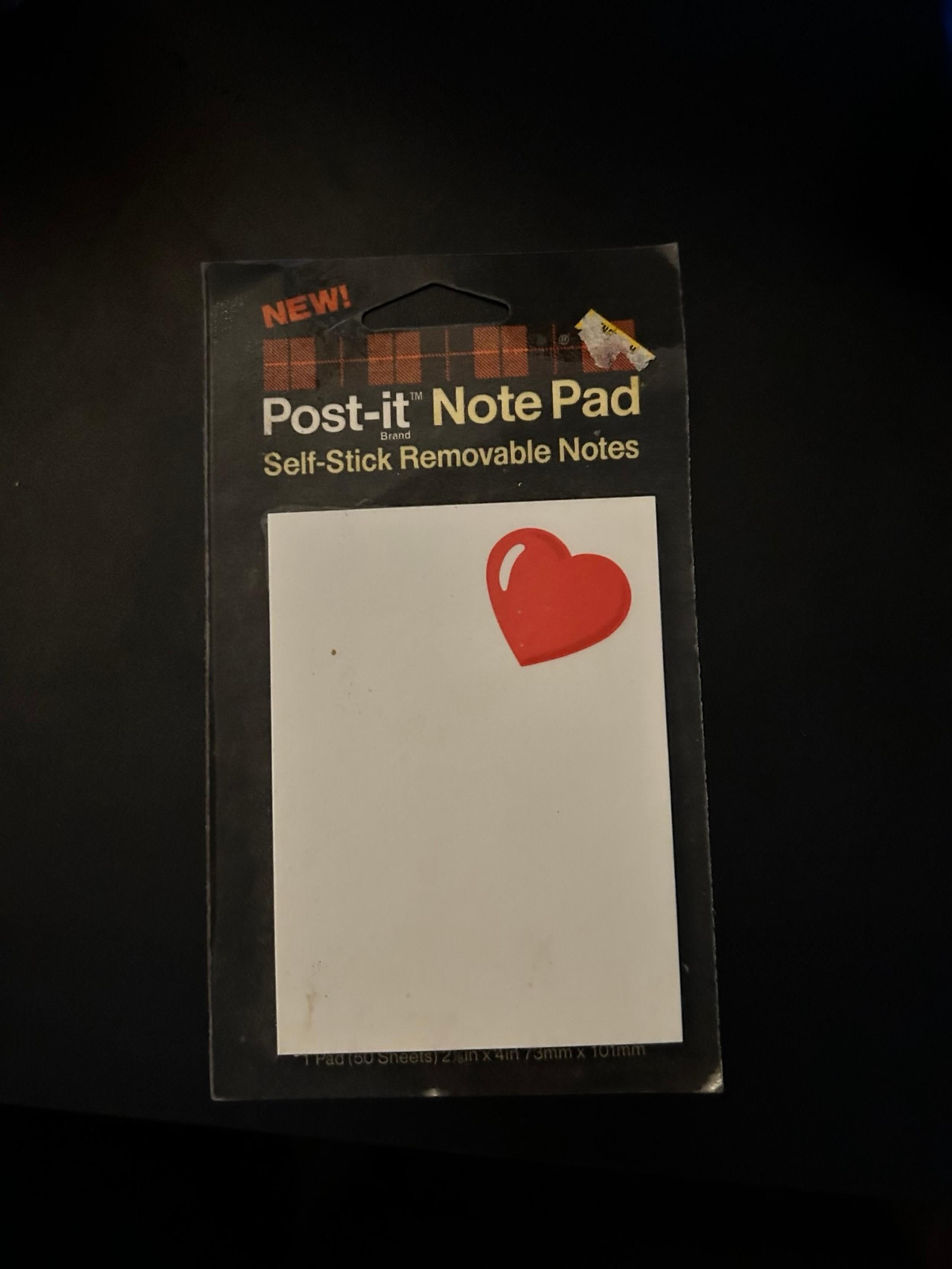 Vintage NOS post-it notepad - 80s - heart