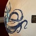 Ceramicheitalia 4 Ceramic Salad Plates -Blue Octopus Design Set Made In Italy
