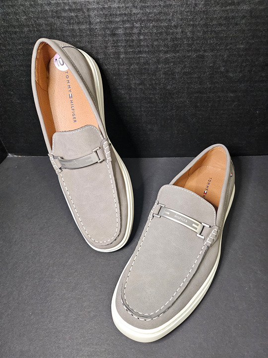 New Suede Leather Gray Tommy Hilfinger Men's Roll Slip On Sneaker Shoes