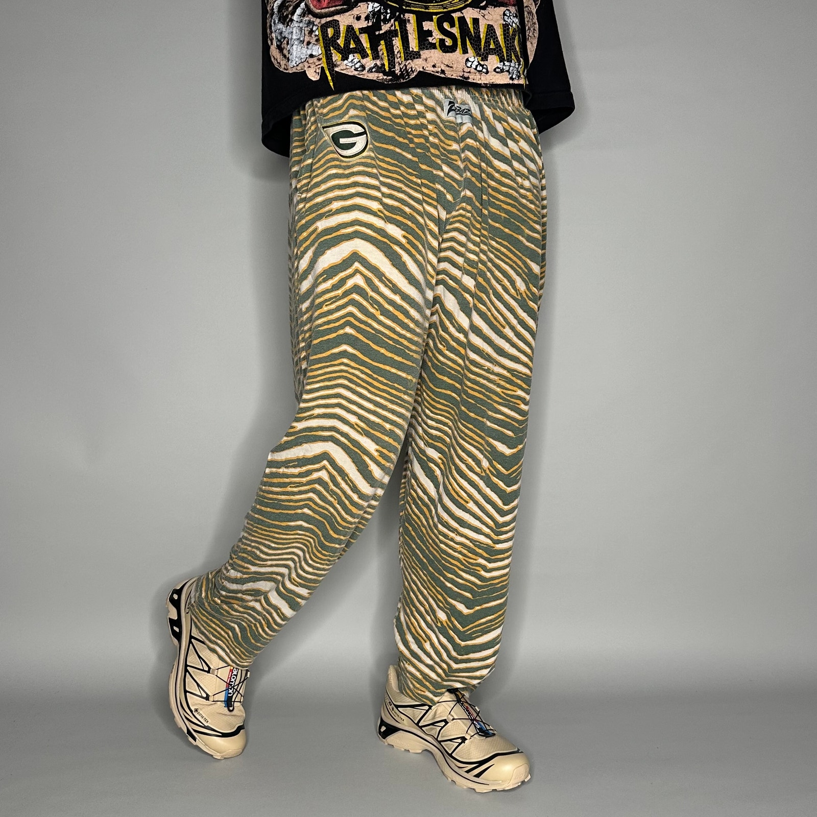 Vintage Green Bay Packers Zubaz Sweatpants Tiger Stripe Cotton Baggy Wide 90s