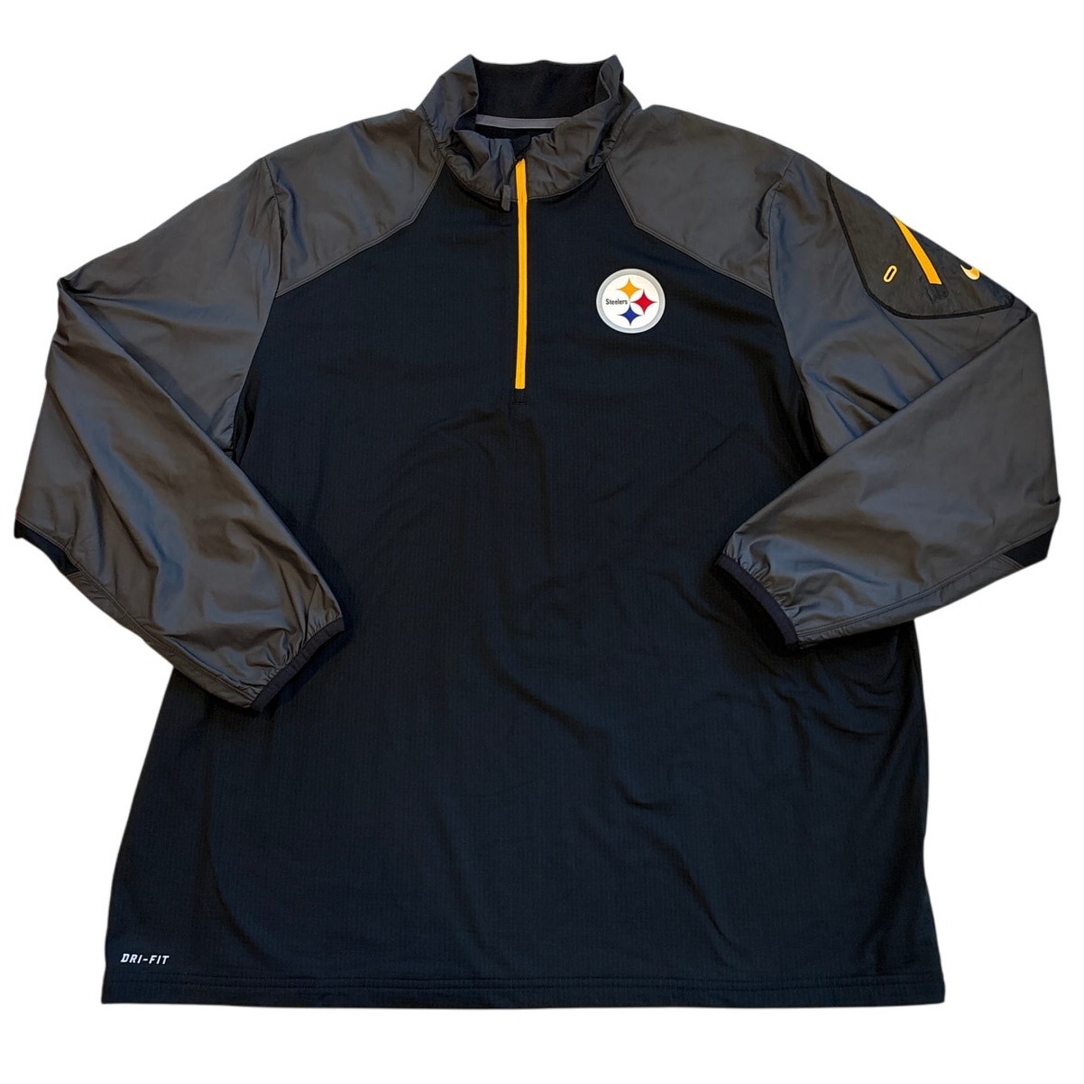 Nike Pittsburgh Steelers Jacket Mens 3XL Black Flannel Lined Lightweight 1/4 Zip