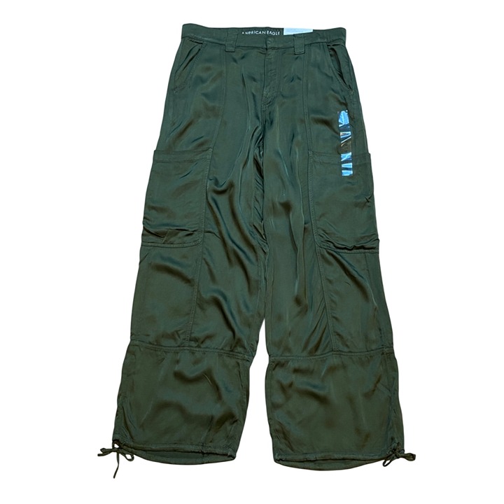 American Eagle Womens Army Green High Rise Baggy Jogger Size 12 Long NWT