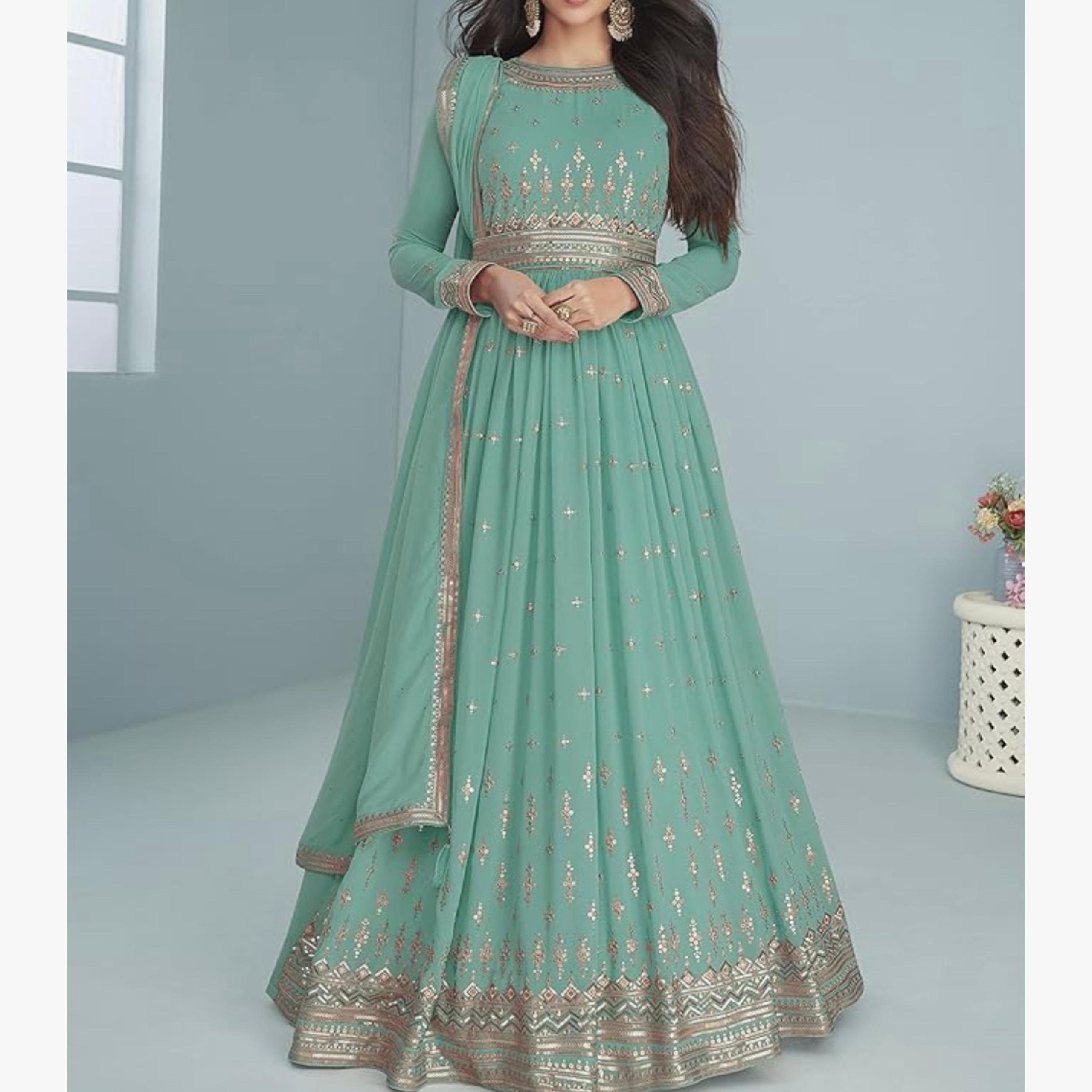 ZUVAANYA Ready To Wear Indian/Pakistani Party Wear Women's Gown L 4Pcs