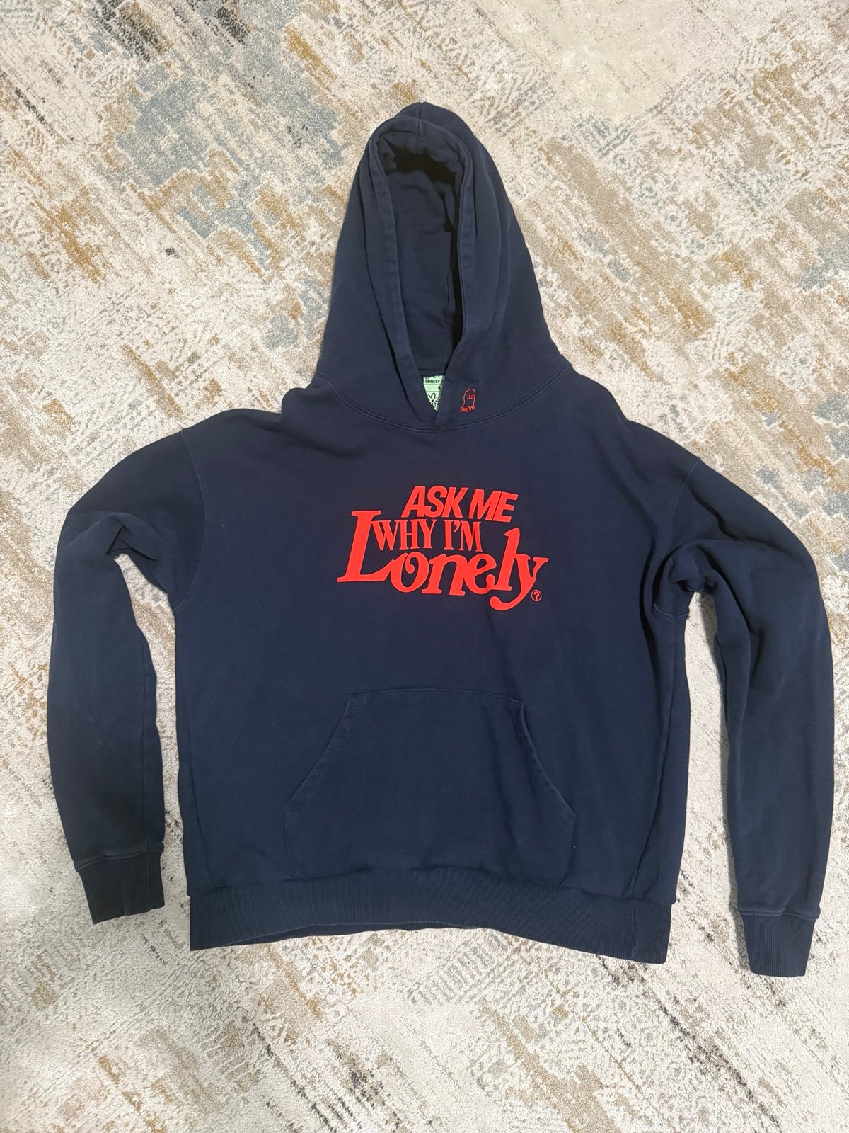 Lonely Ghost Women's Navy and Red Hoodie Large Excellent Condition