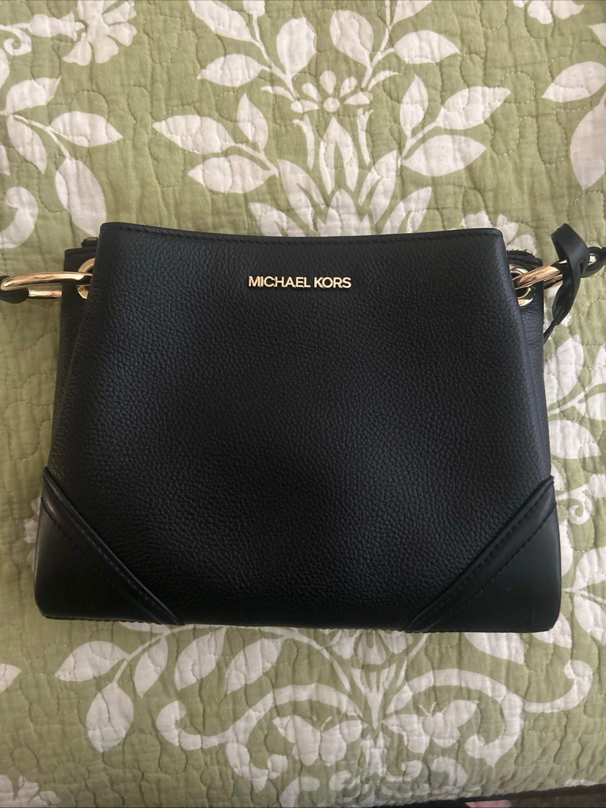 Michael Kors black pebbled leather crossbody purse