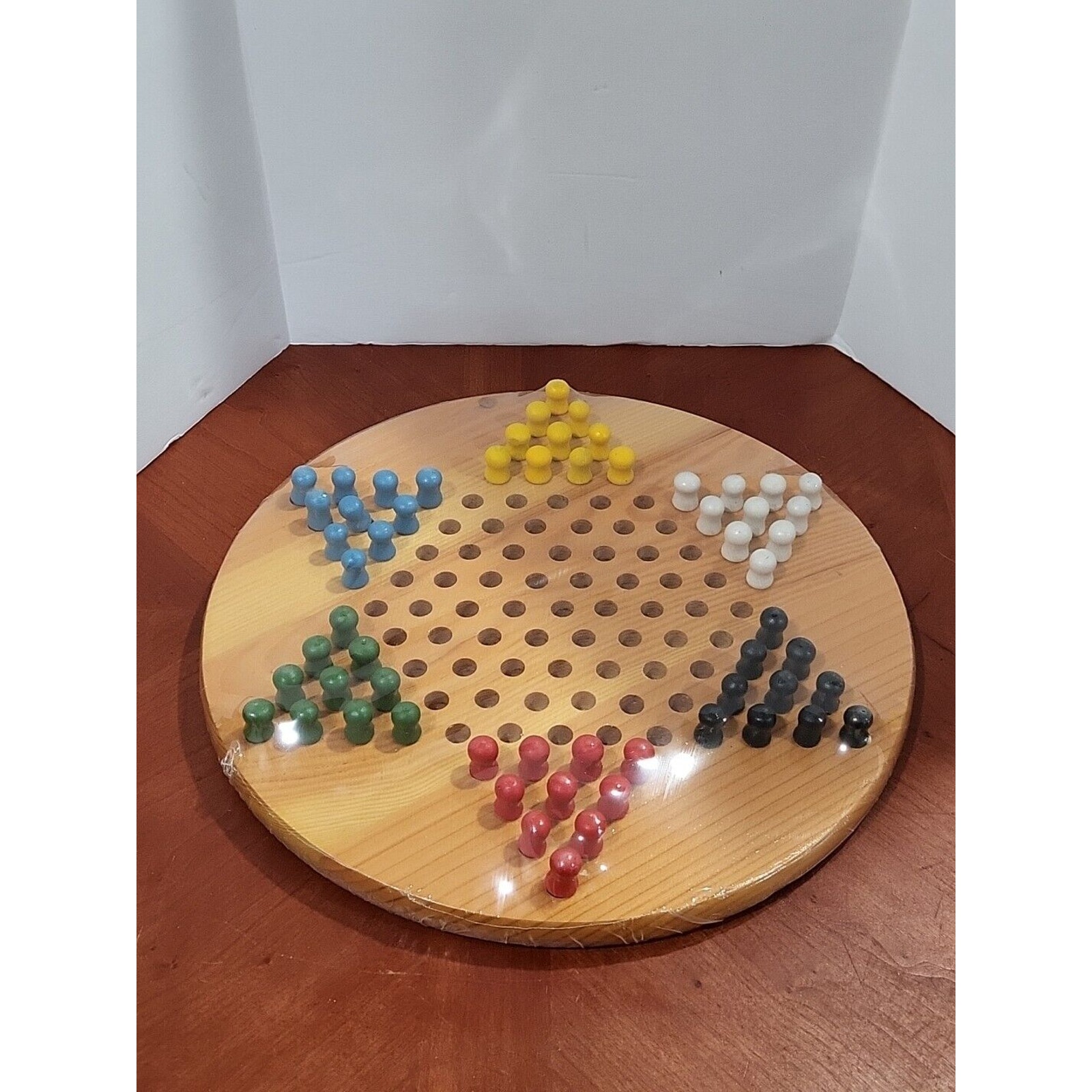 WE Games Solid Wood Chinese Checkers with Wooden Pegs - 11.5 inch Diameter
