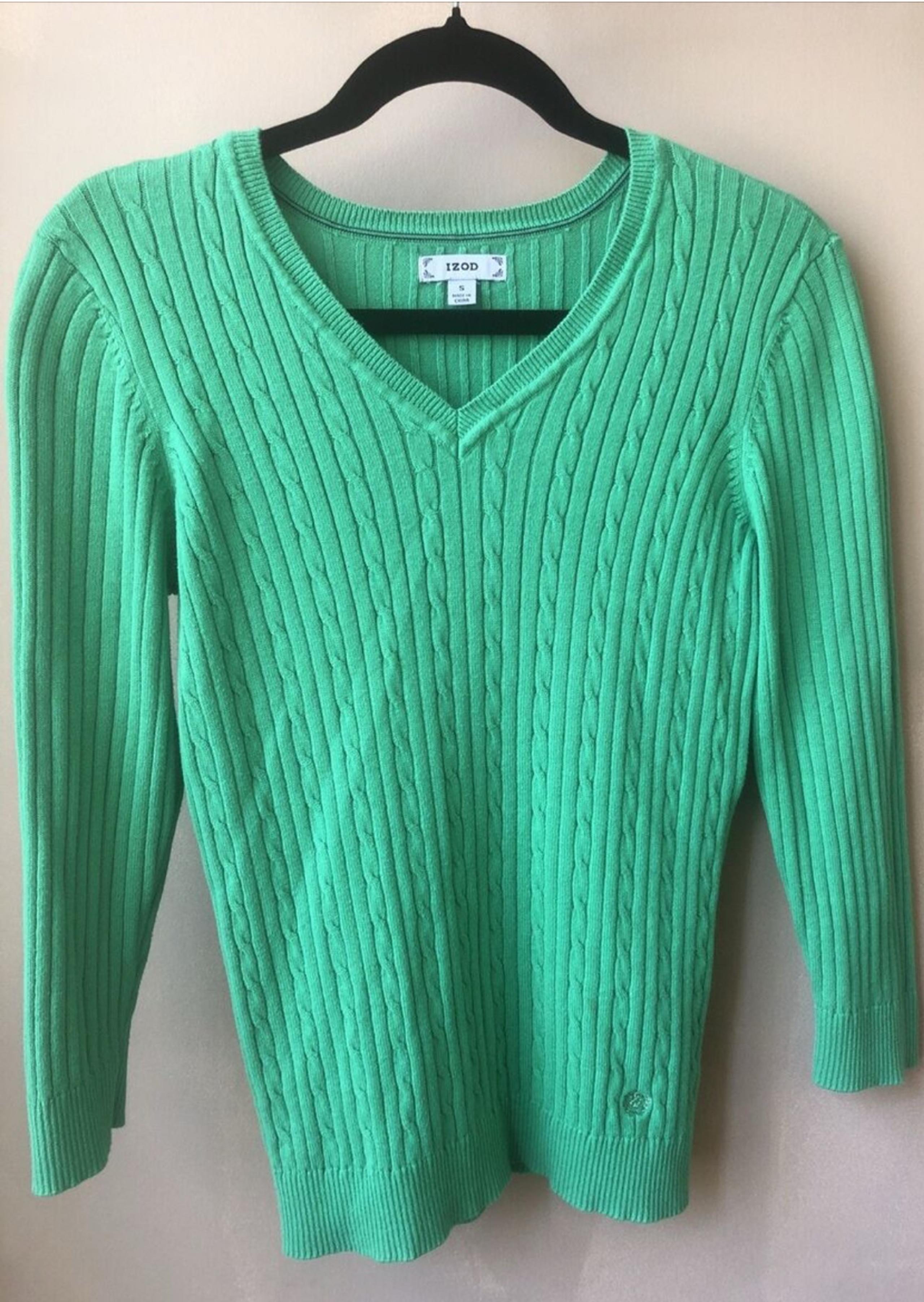 Sweater  green, women's cable-knit v-neck sweater from Izod.