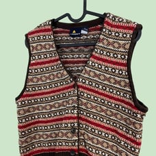 90s brown striped sweater vest