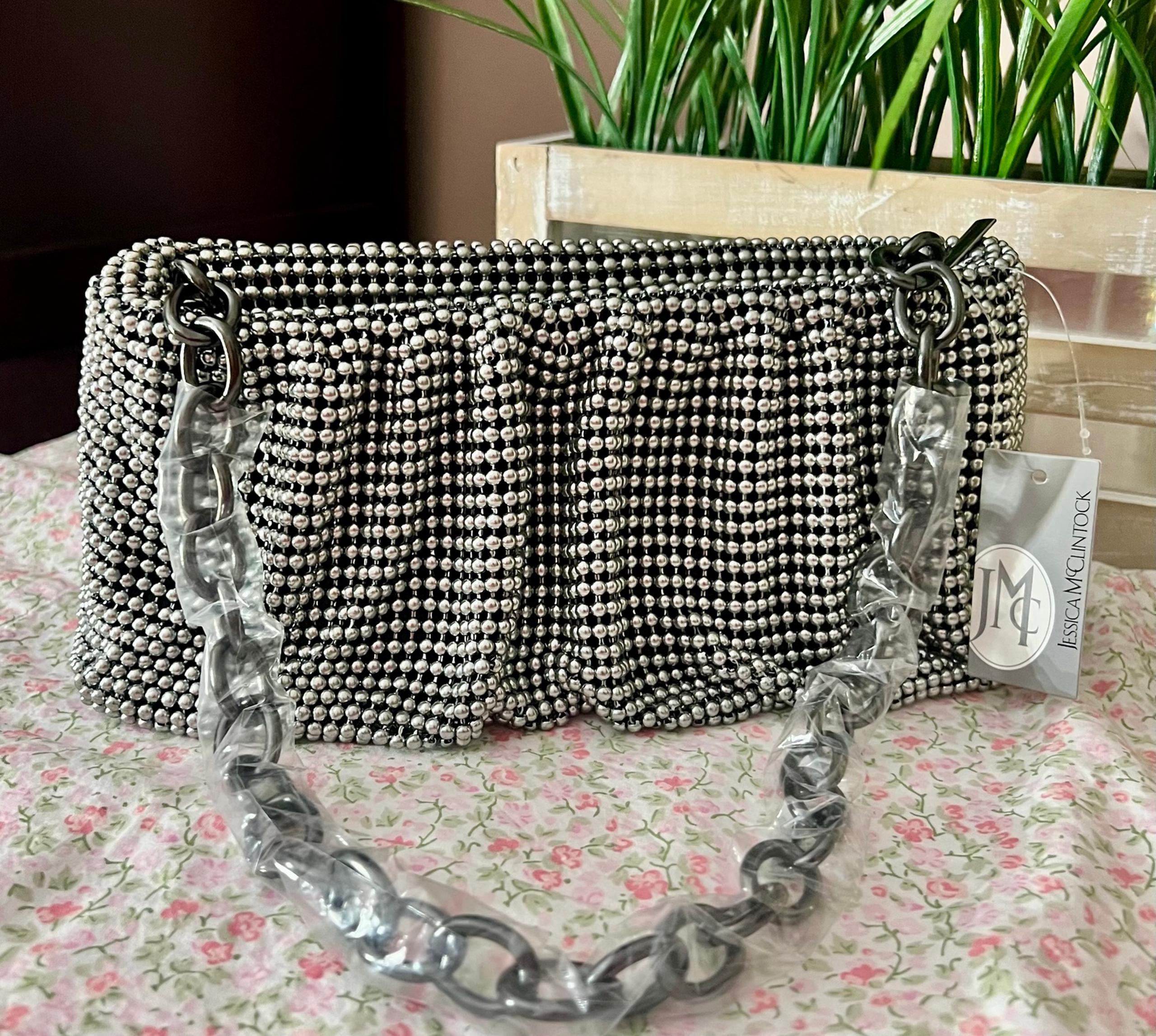 JESSICA MCCLINTOCK Modern Show-Stopper Hematite Evening Bag