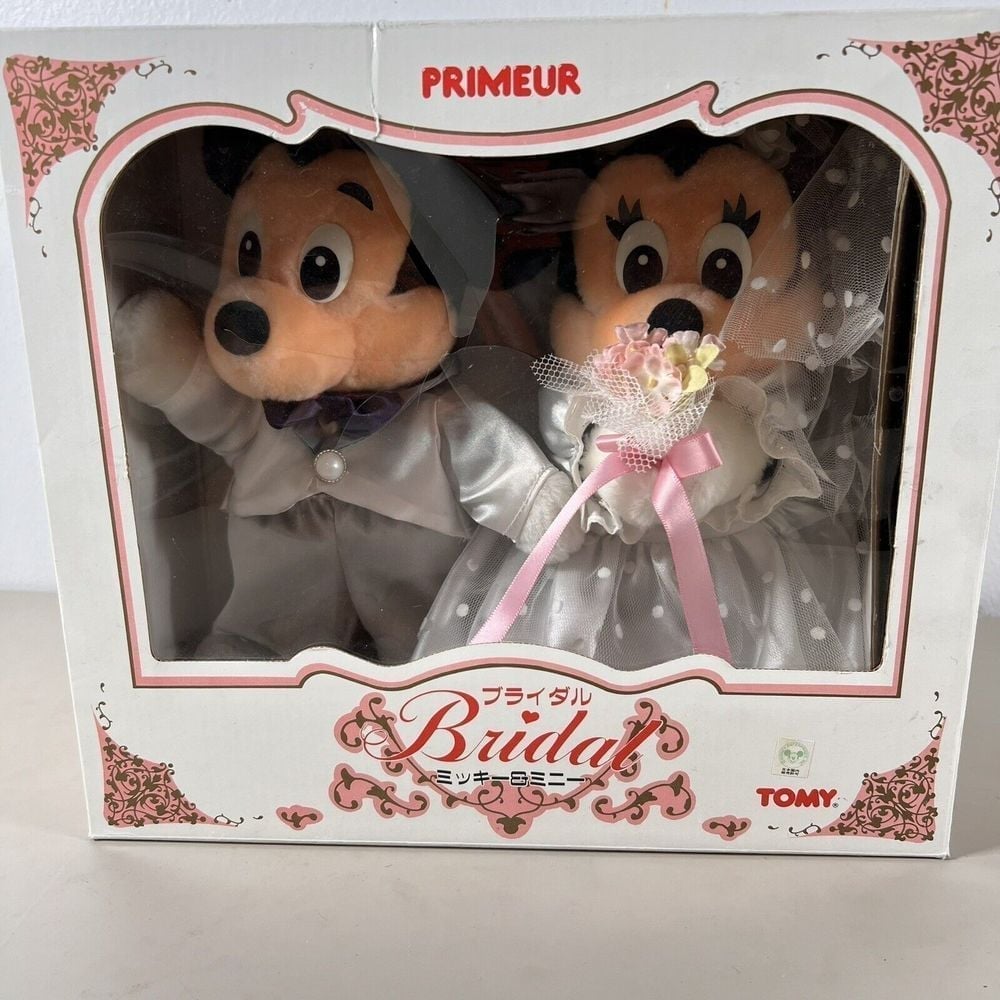 Mickey Minnie Wedding Retro Plush Tomy Bridal Primeur Resort Limited Rare