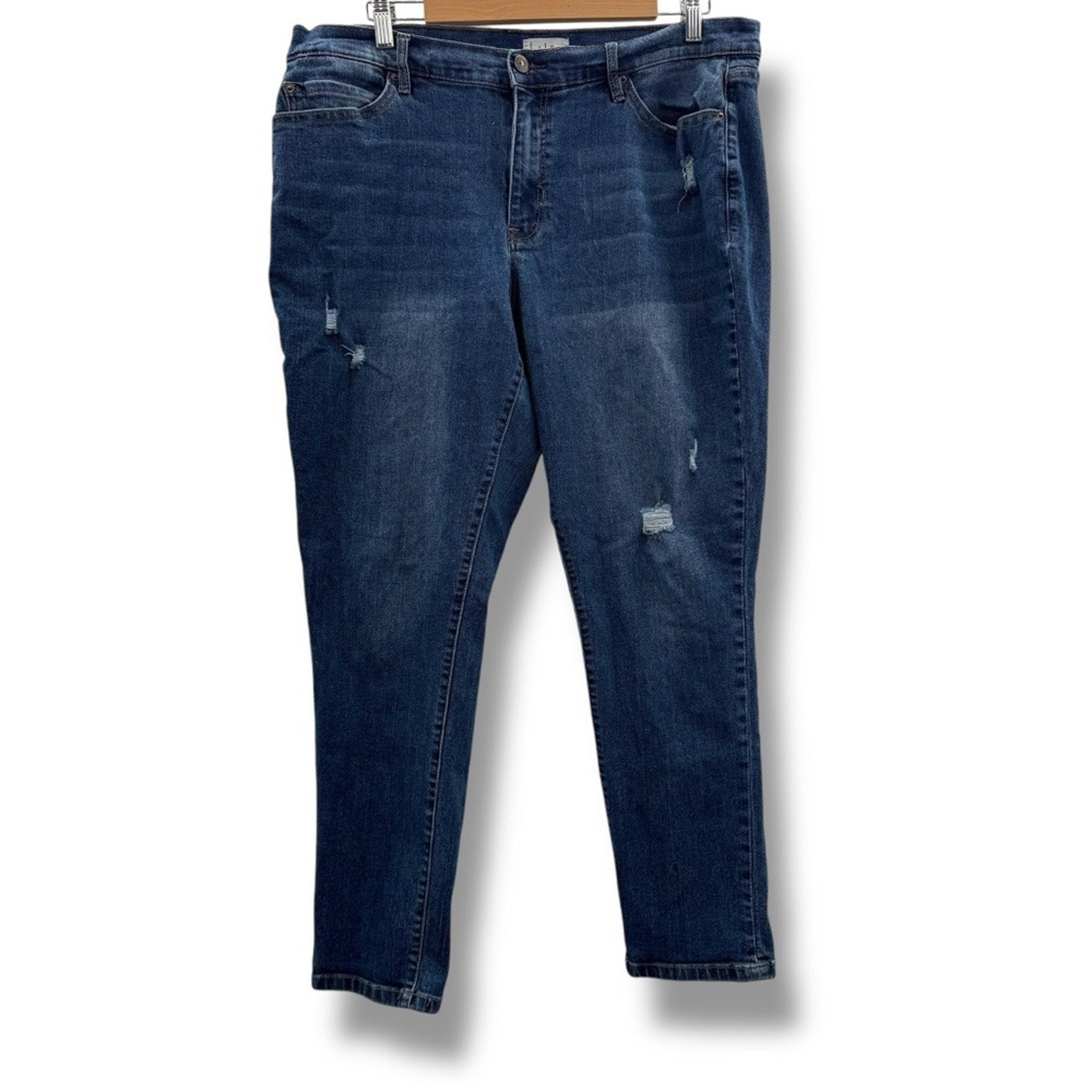 Nicole Miller Nolita Boyfriend Distressed Medium Wash Tapered Leg Jeans Sz 14