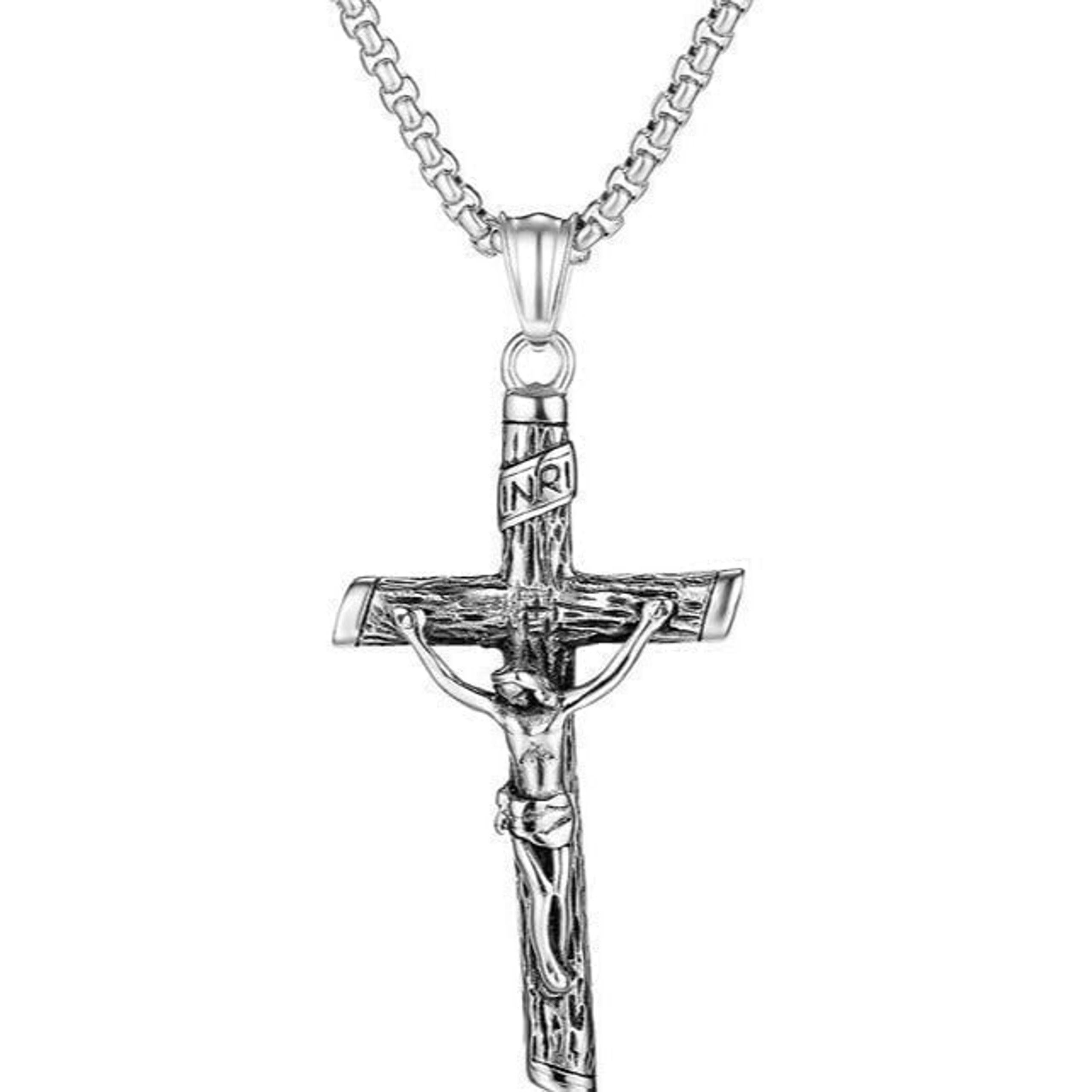 Vintage stainless steel casting Jesus cross necklace for women/men, N90201P228