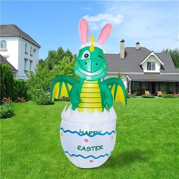 5 FT Easter Dinosaur Inflatable Outdoor Decorations, Easter Inflatables