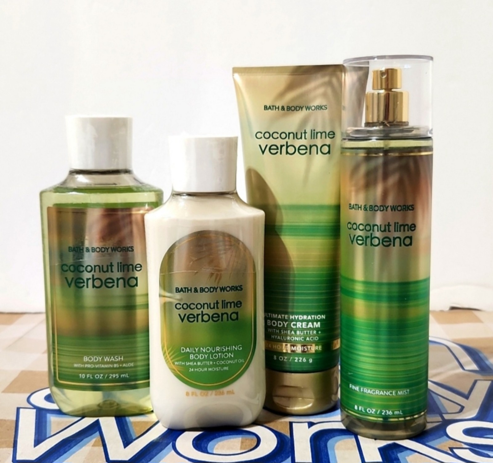 Bath & Body Works Coconut Lime Verbena 4pc Set Gel Lotion Cream Mist