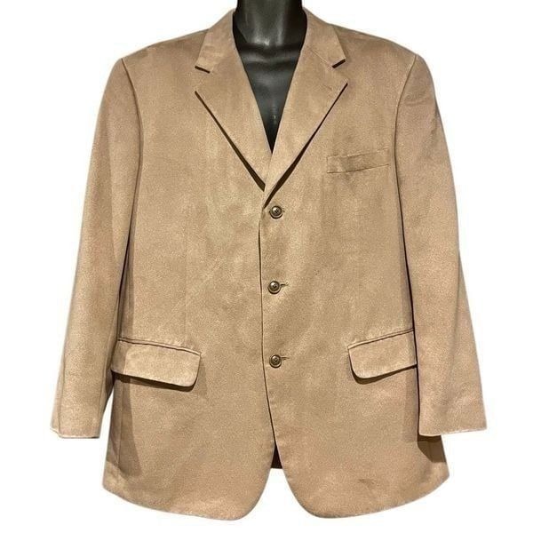 Alfani Tan Micro-Suede Suit Jacket Sports Coat Blazer Men’s 44R