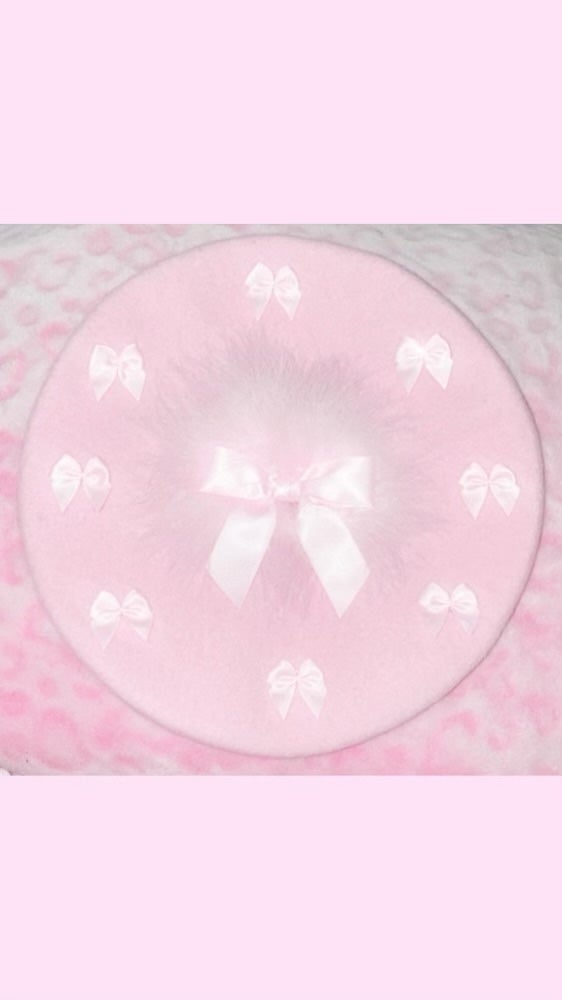 Barbie pink bow beret custom