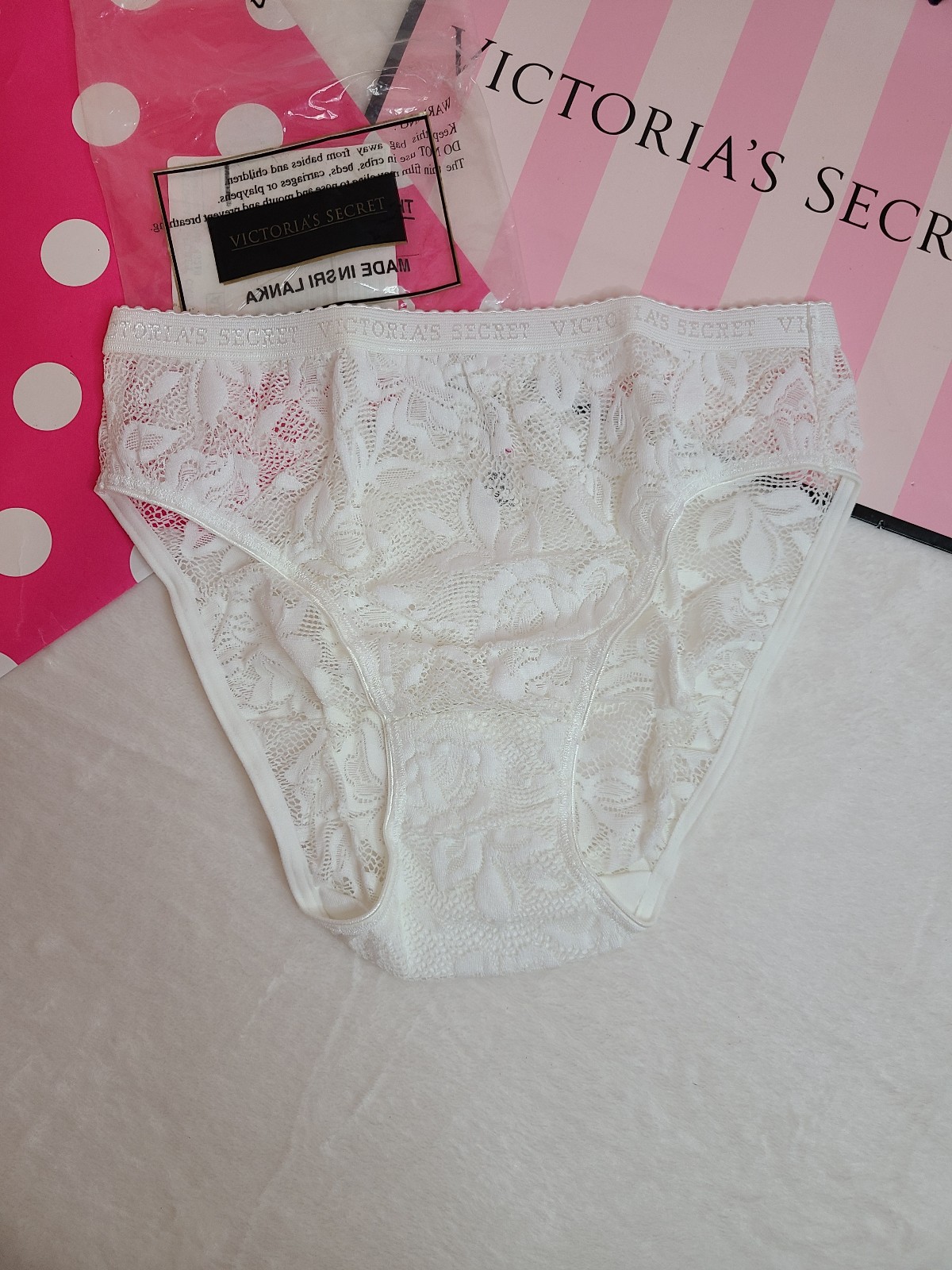 New VTG Victoria's Secret Signature Picot Band Lace Hi-cut Brief Panty Size Sm
