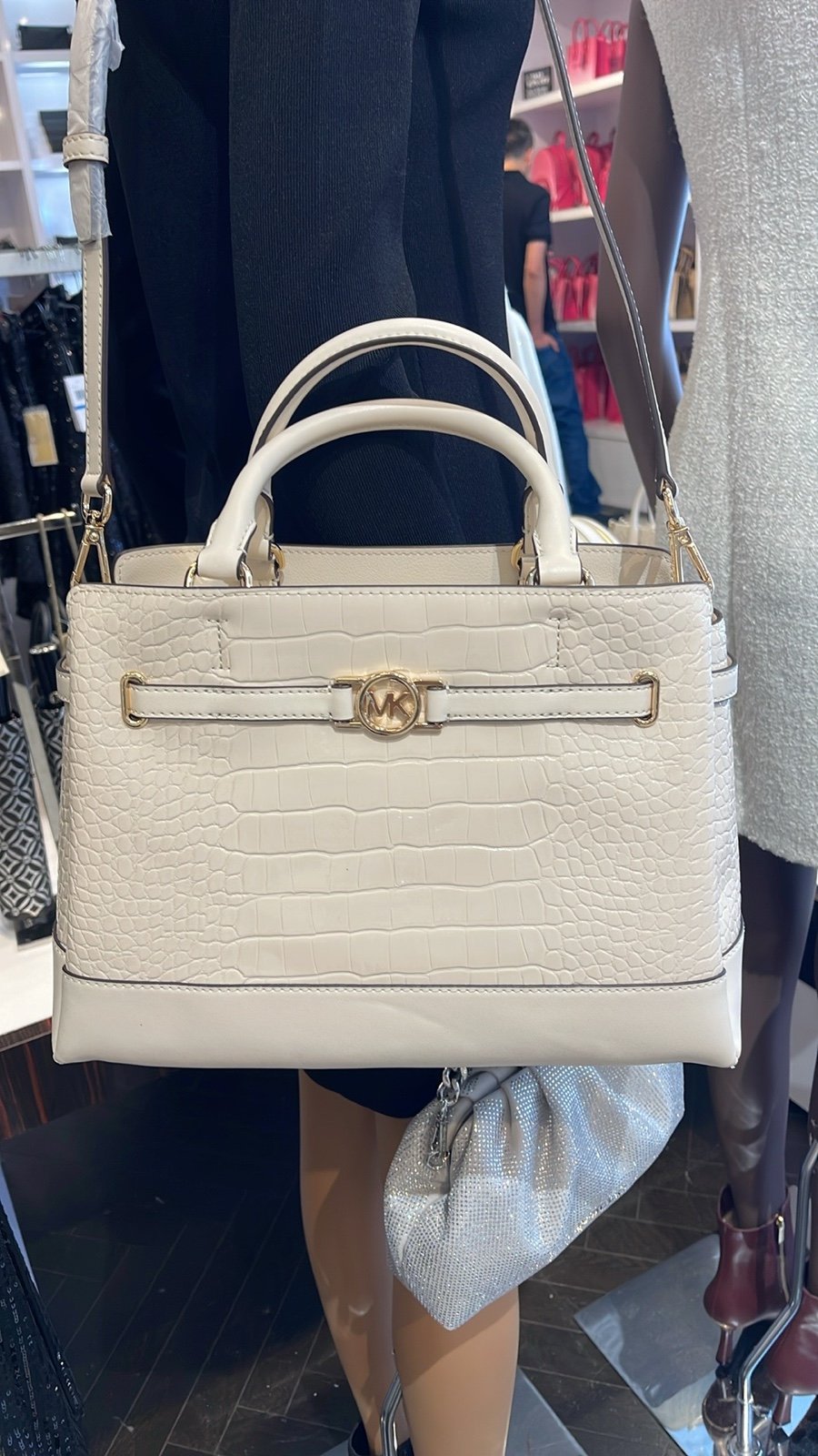MICHAEL KORS Reed Large Leather Belted Satchel Crossbody Handbag Center Zip NWT