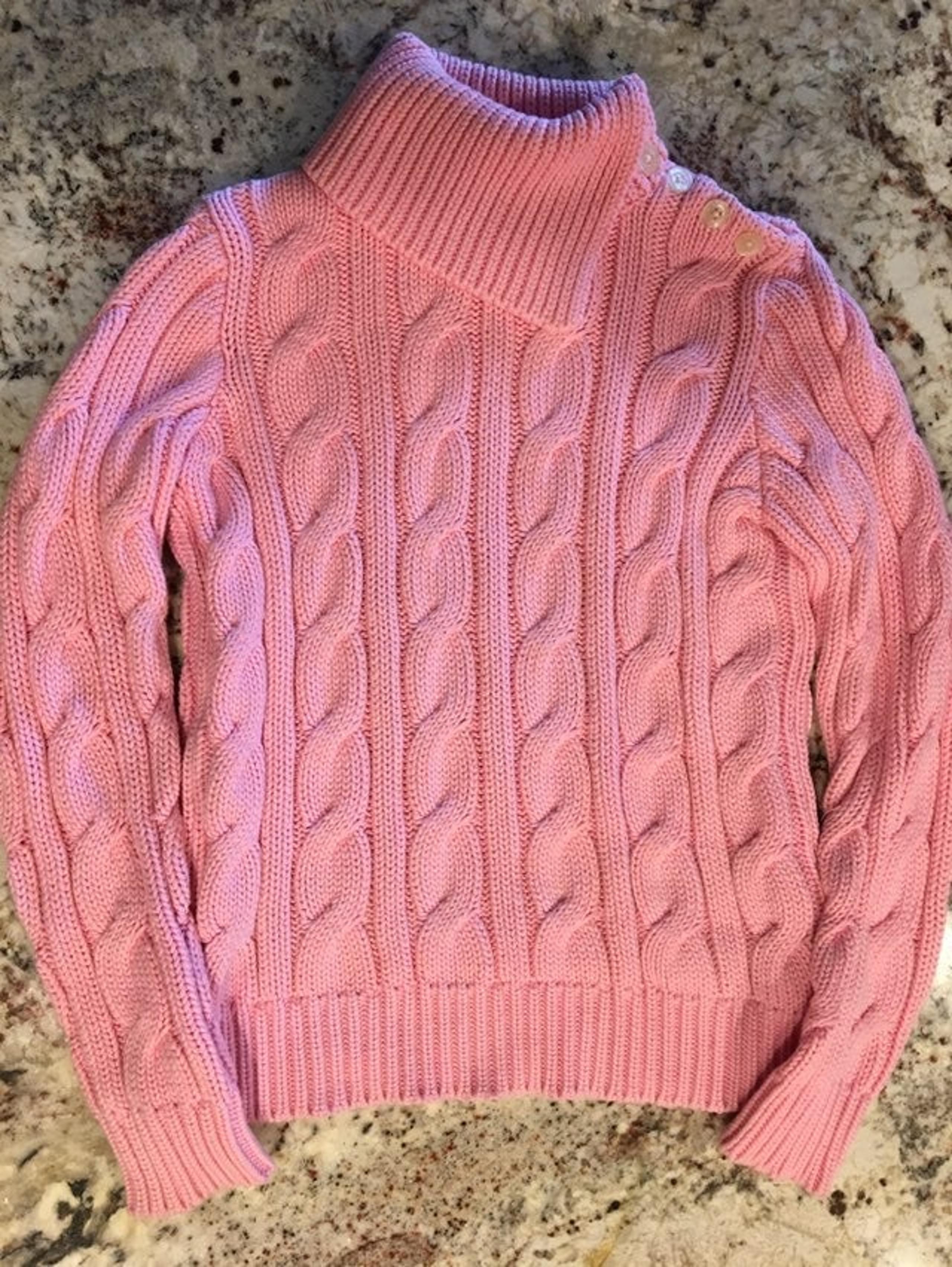 Pink Ralph Lauren cable turtleneck