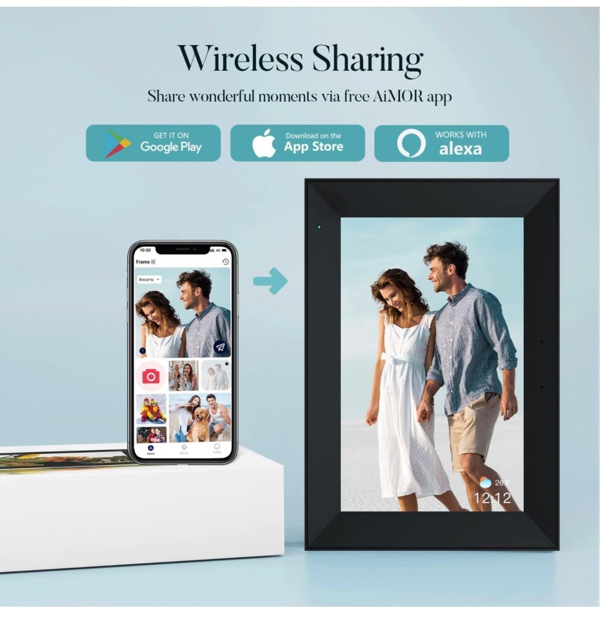 10.1 Digital Picture Frame For Photos with HD IPS Display with Remote
