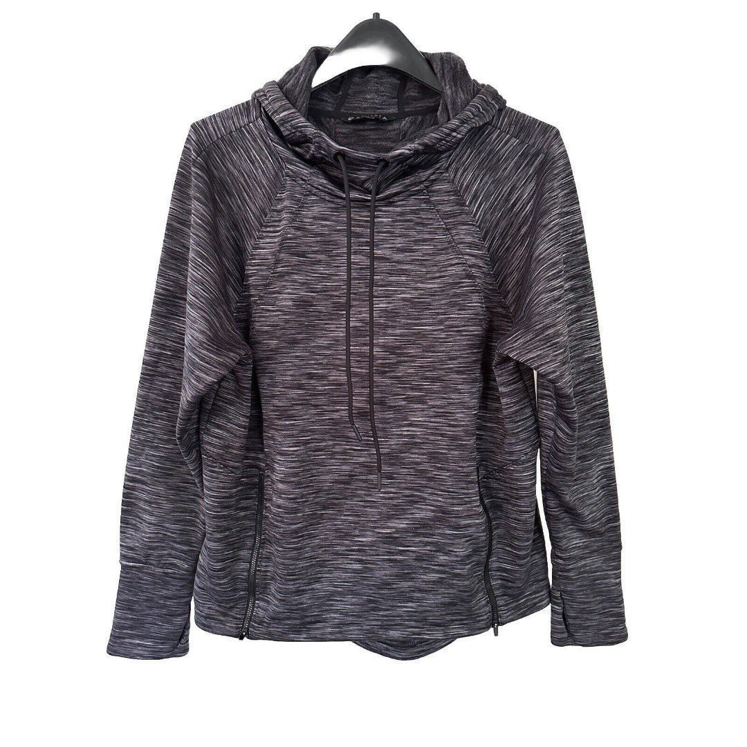 Athleta Women’s Zipper Front Black/Gray Hoodie Fleece Lined Sweatshirt Medium