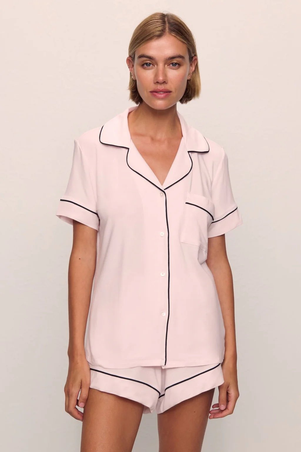Eberjey Gisele TENCE Modal Relaxed Short PJ Set in Sorbet Pink/Black Large