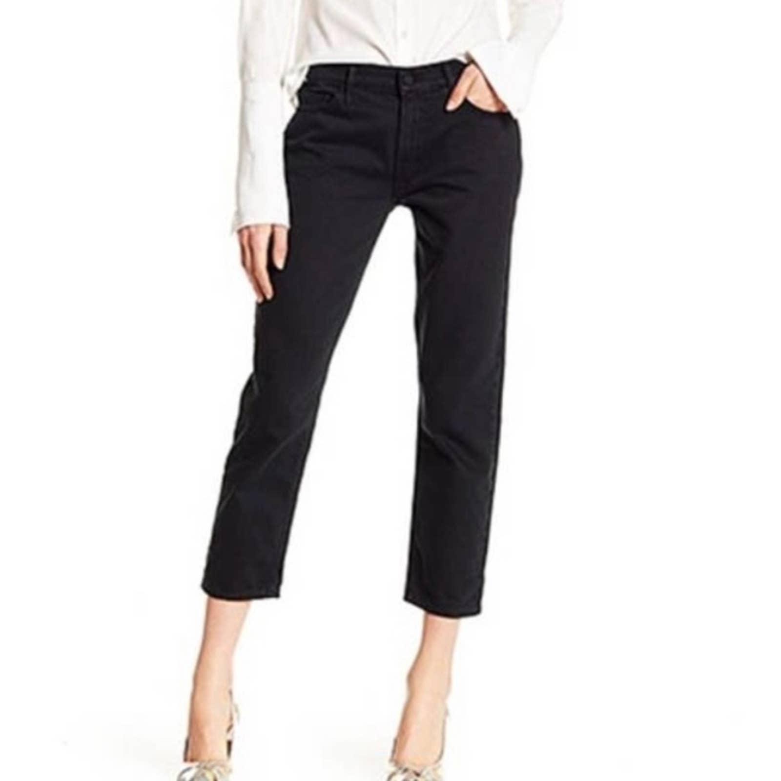 NEW Mother The Dropout Cropped Black Jeans 30