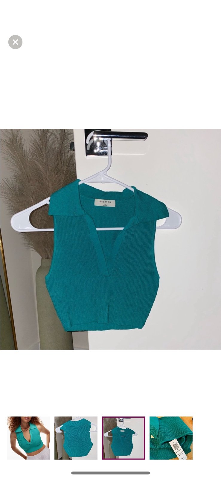 ARITZIA Babaton Sculpt Knit Polo Top Empress Green XXS NWT