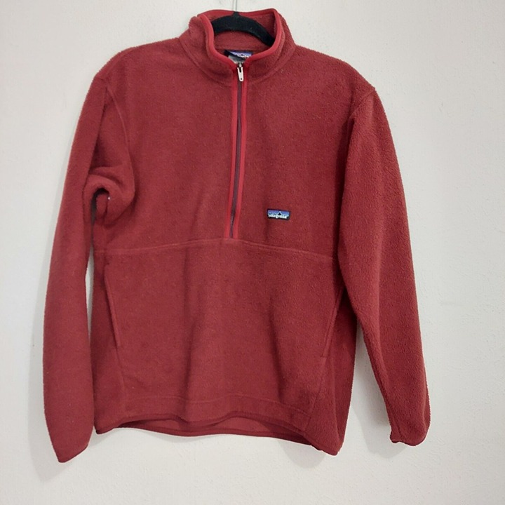 Vintage Men’s Size Medium Patagonia Half Zip Fleece Pullover Jacket Red Pockets