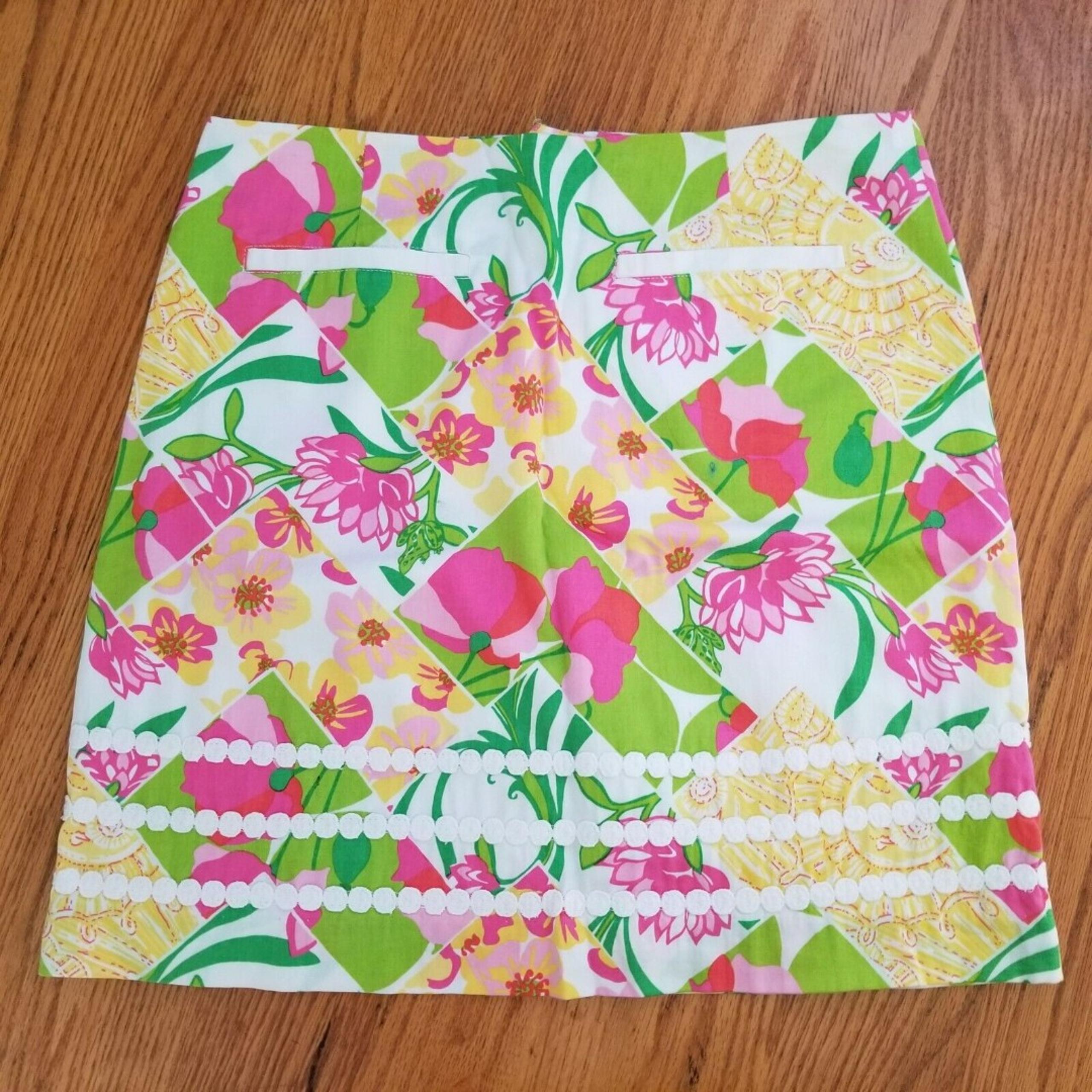 Lilly Pulitzer Skirt Womens 2 Fields Forever Mini Pink Yellow Green Floral