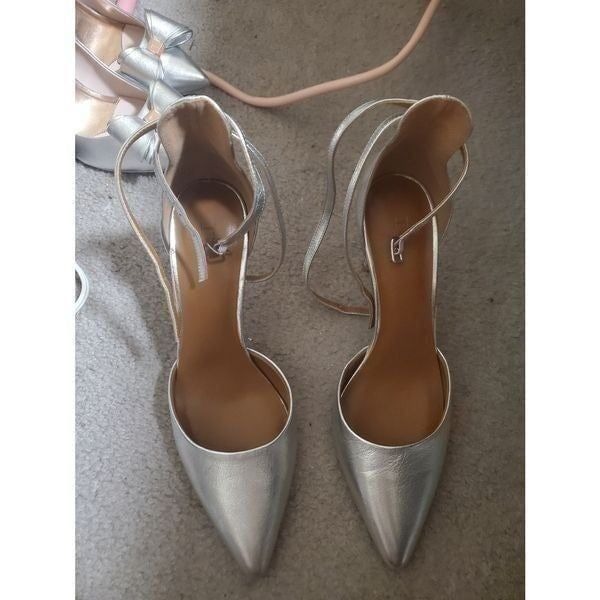 Halston Silver Heels 8.5