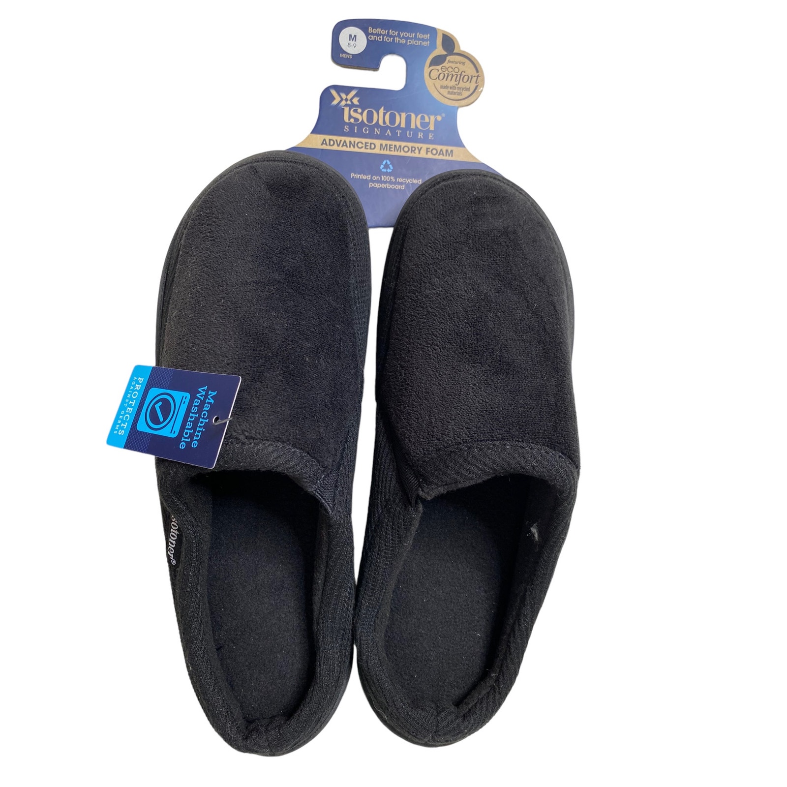Isotoner Signature Advanced Memory Foam Black womens Slippers MD 8-9 NWT