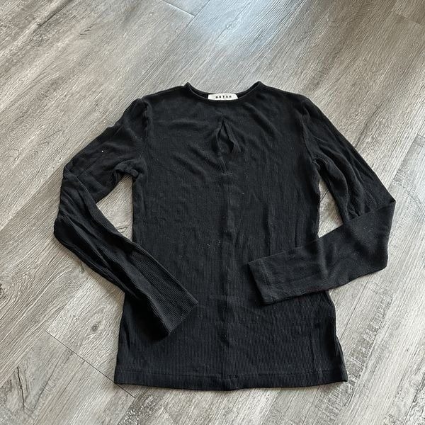 New without Tags GBTSO Black Ribbed Long Sleeve Top Size L