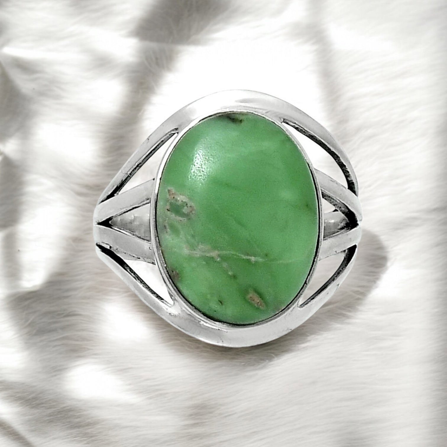 Variscite Solid 925 Sterling Silver Ring 8