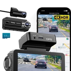Dash Cam Front Rear 4K Built-in GPS 5GHz WiFi, 3.39 inch IPS Screen, Voice Contr