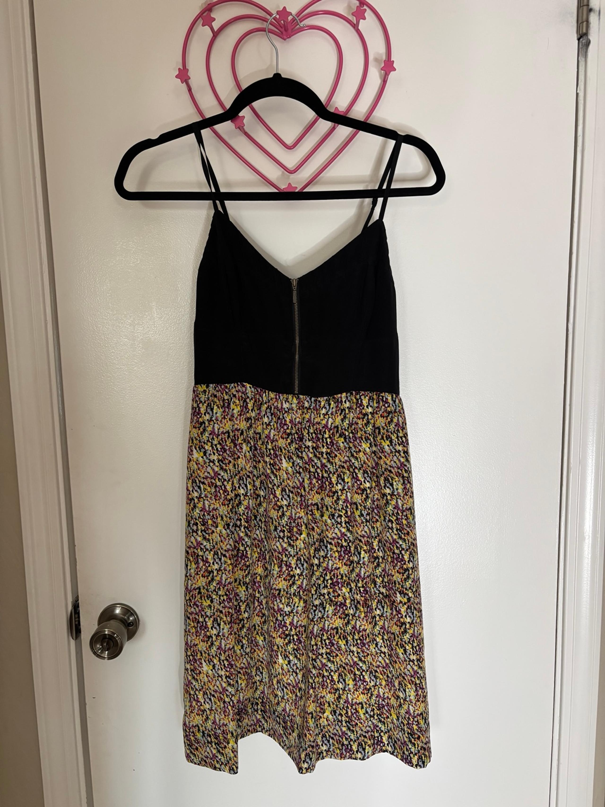 | ANTHROPOLOGIE MOULINETTE SOEURS |  Black and Multicolor Spaghetti Strap Dress