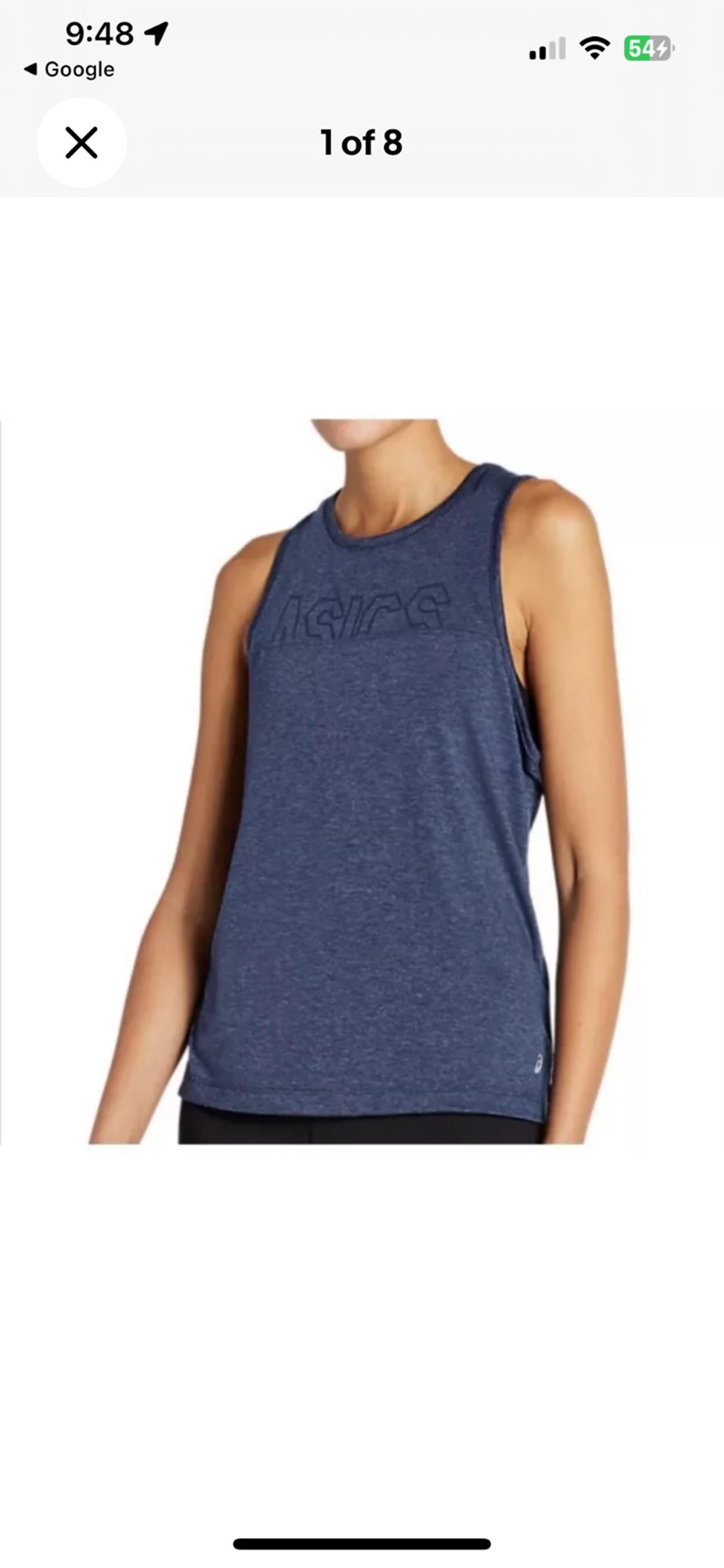 Asics muscle tank Women’s  Spellout Logo Tank Top Back Cutout Blue XS $28 New wi