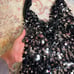 Vintage Y2K black and silver sequin halter top