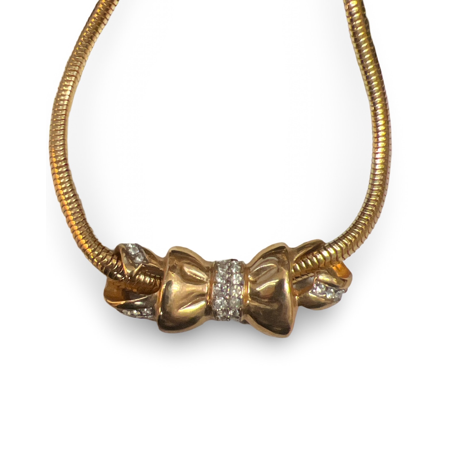Vintage Givenchy Bow Necklace Serpentine Chain